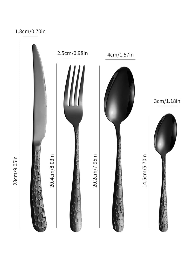 Axyaa Black Stainless Steel Cutlery Set for Home Kitchen Holiday Dinner