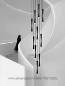 Axyaa Nordic LED Chandelier for Modern Villa Staircase Lighting