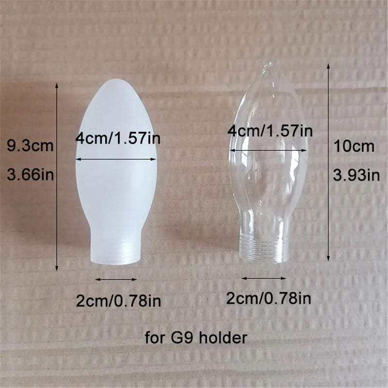 Axyaa Set of 4 Frost G9 Glass Shades with Bullet Pattern, 20mm Opening, 10cm Long