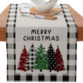 Axyaa Christmas Table Runner with Gnome Elk Tree Snowflake Print
