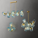 Axyaa Blue Flower Chandelier: LED Modern Home Decor Hanging Lamp for Luxury Living Room