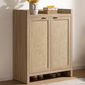 Axyaa 24 Pair Shoe Storage Cabinet, Rattan Doors, 6-Tier Farmhouse Style
