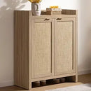 Axyaa 24 Pair Shoe Storage Cabinet, Rattan Doors, 6-Tier Farmhouse Style