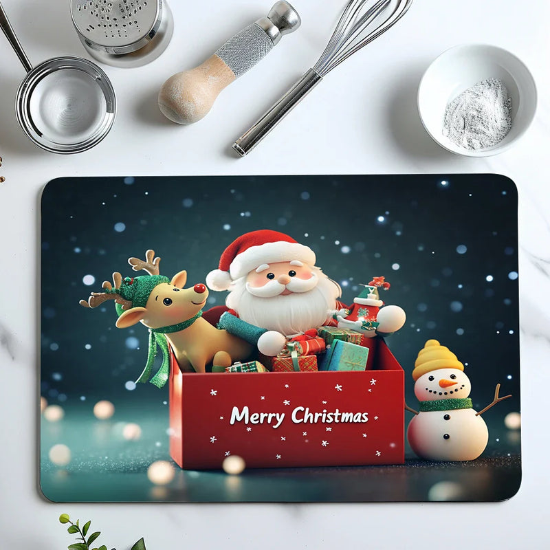 Axyaa Christmas Kitchen Drain Pads Tableware Mat Set
