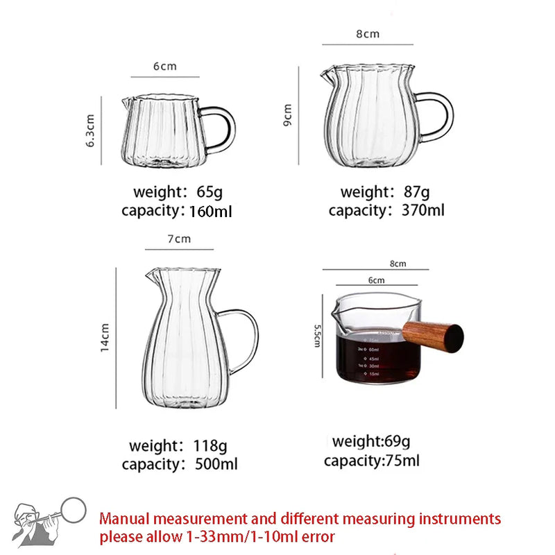 Axya Stripe Milk Jug Glass Cup With Handle Separator Fair Cup Home Cafe Drinkware