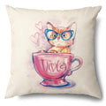 Axyaa Cartoon Kitty Cat Linen Pillowcase for Bed, Couch, and Sofa Décor