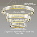 Axyaa Golden Chrome LED Crystal Round Ring Chandelier - Modern Ceiling Lamp for Home Decor