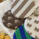 Axyaa Cozy Jacquard Lamb Wool Seat Cushion - Bear Stripe Design