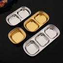 Axyaa Golden Stainless Steel Condiment Tray - BBQ Sauce Plate for Seasonings & Spices