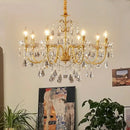 Axyaa Golden Crystal Pendant Lighting for Luxury Living Spaces