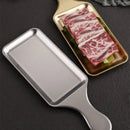 Axyaa Stainless Steel Steak Tray, Rectangular Plate for BBQ and Snacks