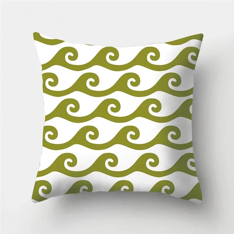 Army Green Geometric Printed Pillowcase by Axyaa for Living Room and Bedroom Decor