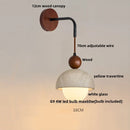 Axyaa LED Wall Lights Nordic Modern Pull Chain Yellow Travertine Stone Bedside Lamp