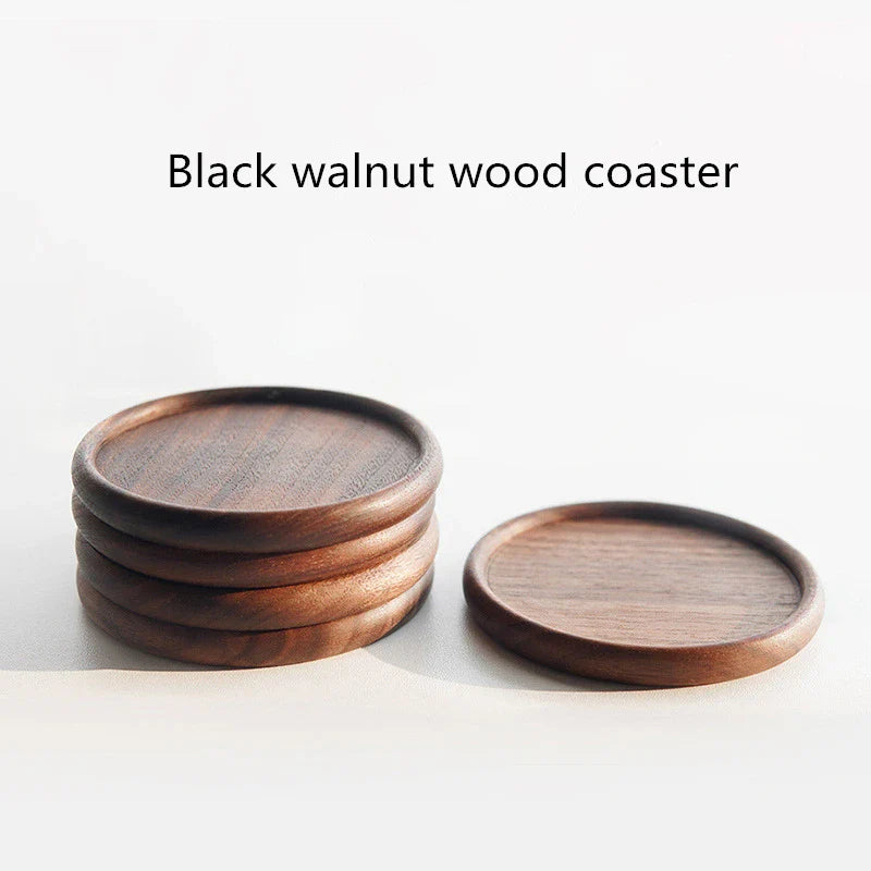 Axyaa Walnut Wooden Coaster Set - Heat Resistant Cup Mats for Kitchen Décor