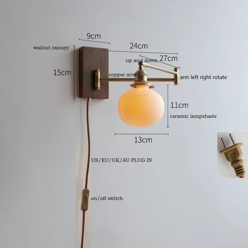 Axyaa Wood Canopy LED Wall Lamp with Pull Chain Switch