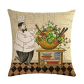 Axyaa Chef Portrait Oil Painting Cotton Linen Throw Pillow Cover 45X45CM