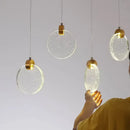 Axyaa Gold Finish Crystal Pendant Light: Modern LED Chandelier for Kitchen Dining Room