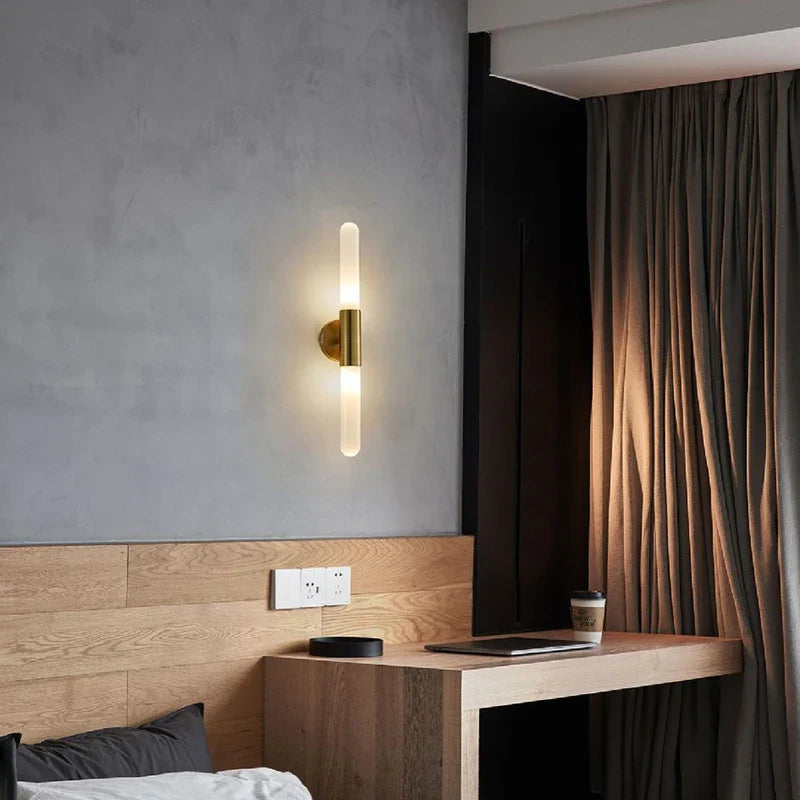 Axyaa White Glass Wall Sconce Gold Metal Lighting E27 110-240V