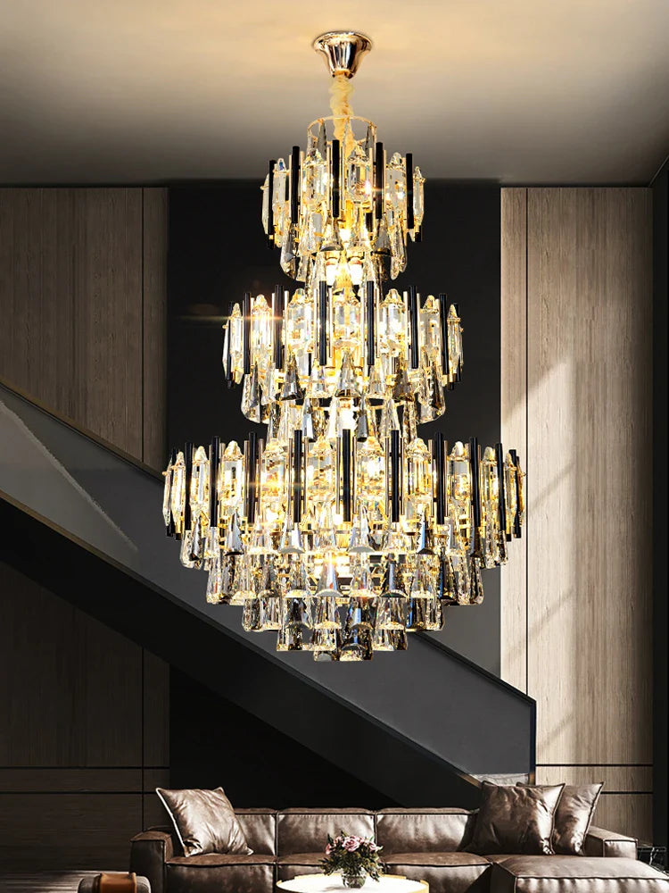 Axyaa Crystal Villa Chandelier: Post-Modern Luxury Pendant Light for Living Room & Hotel Lobby