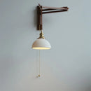 Axyaa Walnut Wood LED Wall Lamp with Switch, Ceramic Japan Style, Interior Living Room Light