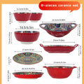 Axyaa Bohemian Ceramic Dinnerware Set: 8-Piece Elegant Tableware