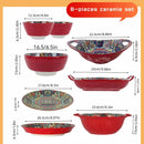 Axyaa Bohemian Ceramic Dinnerware Set: 8-Piece Elegant Tableware