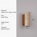 Axyaa Yellow Cave Stone Wall Lamp for Study Bedroom, Antique Style Solid Wood Hallway Lamp