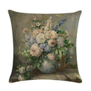 Axyaa Floral Pattern Linen Cushion Cover for Home Sofa, 45x45cm Square Pillowcase