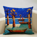 Axyaa African National Style Oil Painting Cushion Cover for Living Room Sofa Art