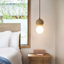 Axyaa Travertine Stone Pendant Lamp with Glass Ball for Bedroom and Dining Room
