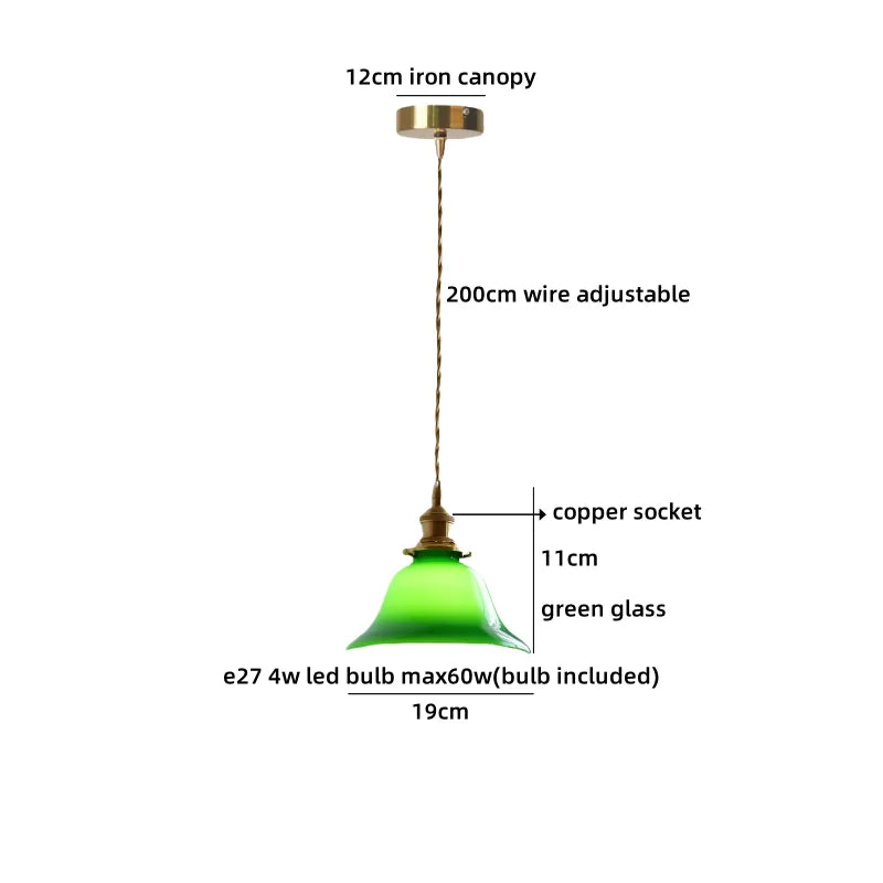 Axyaa White Green LED Pendant Chandelier Glass Iron Nordic Hanging Lamp Modern
