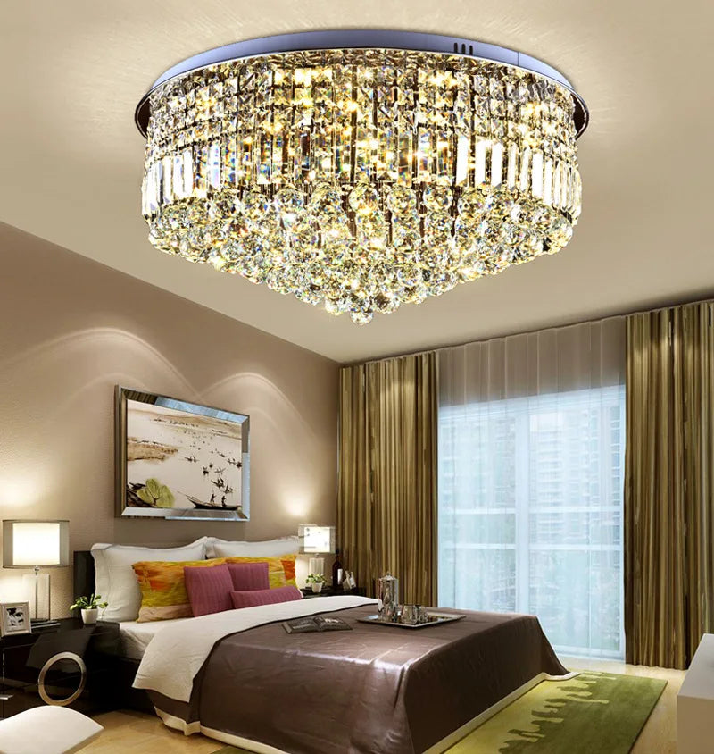 Axyaa Modern Luxury Crystal Ceiling Light for Living Room and Hotel