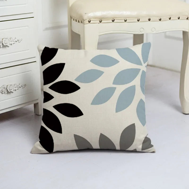 Blue Arrow Geometric Petal Linen Pillowcase by Axyaa