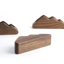 Axyaa Black Walnut Business Card Holder - Creative Mountain Design, Solid Wood Storage Box