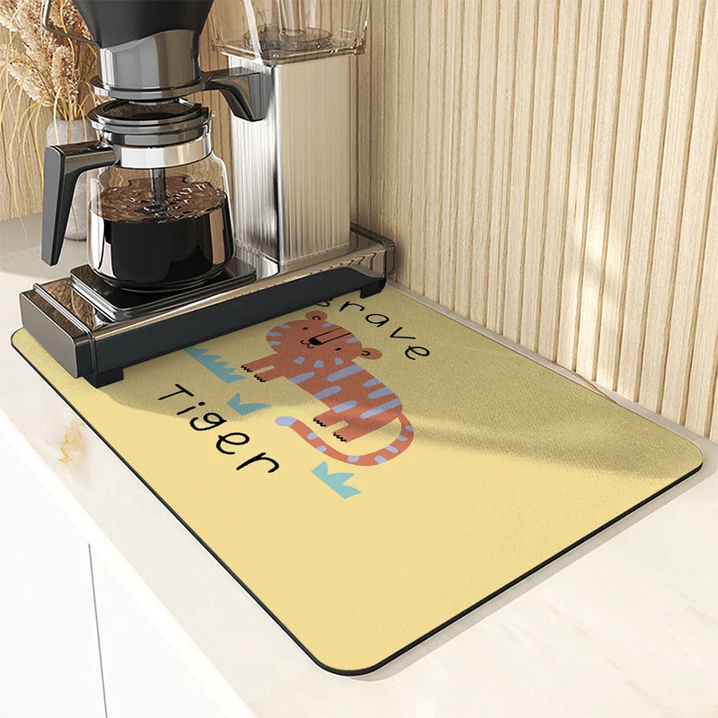 Axyaa Bear Design Absorbent Kitchen Draining Mat