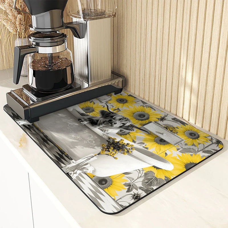 Axyaa Highland Kitchen Draining Mat, Quick Dry Bathroom Pad