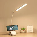 Axyaa Dual-head Clip-On Desk Lamp with Touch Control, Dimmable Light, Phone Holder