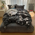 Axyaa Winter Rabbit Plush Bed 4-Piece Set - Premium Plush Bedding