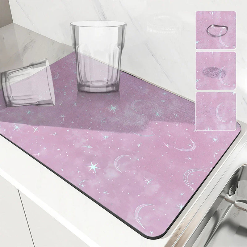 Axyaa Star Space Absorbent Mat: Antiskid, Quick Dry, Draining Coffee & Dish Drying Mat