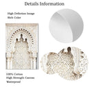 Islamic Beige Flower Canvas Print Mosque Door Wall Art Bohemia Pictures for Modern Home Decor by Axyaa