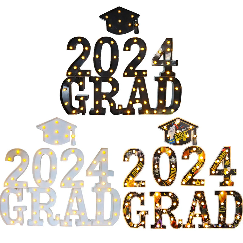 Axya LED Grad 2024 with Bachelor Cap - Class of 2024 Graduation Decorations