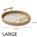 Axyaa Rattan Shell Basket Tray with Handle - Jewelry Storage & Living Room Organizer