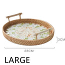 Axyaa Rattan Shell Basket Tray with Handle - Jewelry Storage & Living Room Organizer