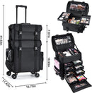 Axyaa Makeup Artist Wheeled Travel Case - 2in1 Professional Cosmetic Organizer