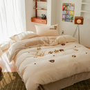 Axyaa Embroidered Fleece Winter Bedding Set for Cozy Warmth