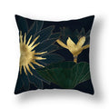 Axyaa Gold Leaf Flower Cushion Cover - Decorative Square Pillow for Home and Car