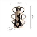 Axyaa Geometric Check Pattern Ceramic Vase with Handle for Home Decoration