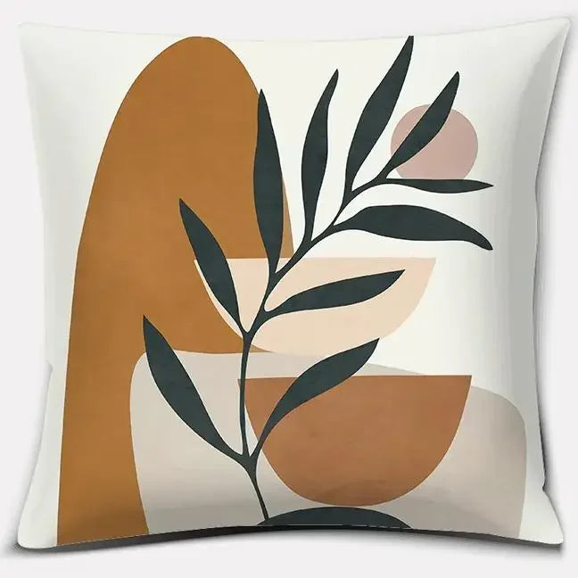 Axyaa Brown Green Abstract Pillow Cover 45x45 - Home Office Bedroom Sofa Car Decoration