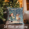 Axyaa Christmas-themed Pillowcases with Festive Scenes Pattern Square Cushion Cover