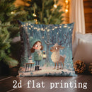 Axyaa Christmas-themed Pillowcases with Festive Scenes Pattern Square Cushion Cover